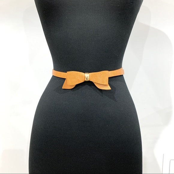 Camel Brown Bow Skinny Belt main image 9